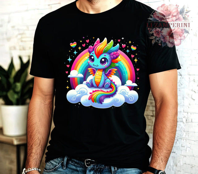 Cute Dragon, Rainbow Chibi, PNG Sublimation, Fantasy Art, Colorful Dragon, Chibi Design, Dragon Lover, Whimsical Graphics Sublimation Li Zamperini 