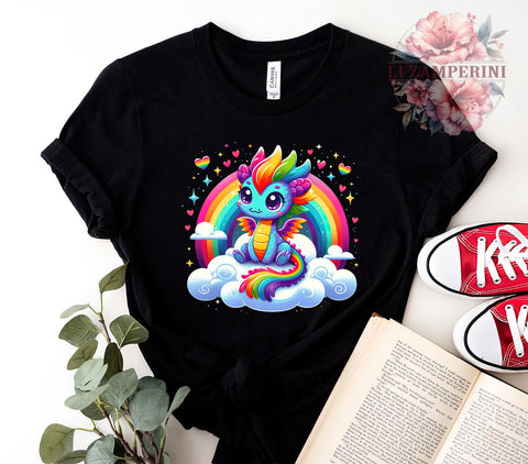 Cute Dragon, Rainbow Chibi, PNG Sublimation, Fantasy Art, Colorful Dragon, Chibi Design, Dragon Lover, Whimsical Graphics Sublimation Li Zamperini 