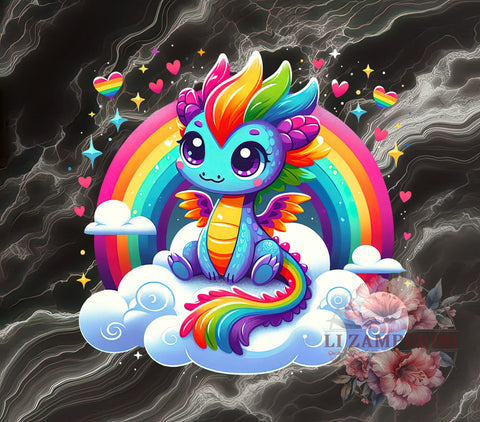 Cute Dragon, Rainbow Chibi, PNG Sublimation, Fantasy Art, Colorful Dragon, Chibi Design, Dragon Lover, Whimsical Graphics Sublimation Li Zamperini 