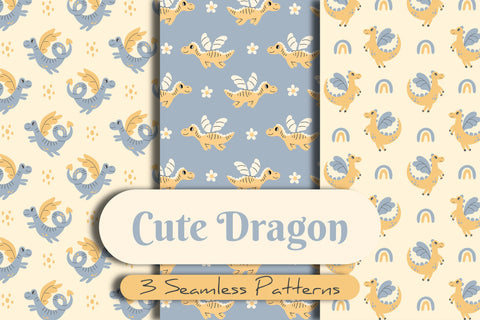 Cute Dragon Seamless Patterns Digital Pattern Rin Green 