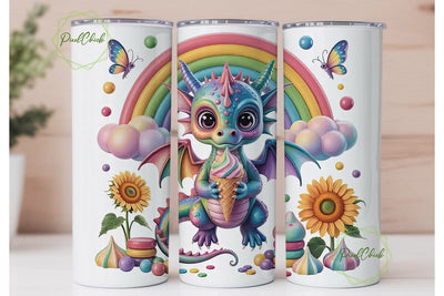 Cute Dragon with Ice Cream 20oz Tumbler Sublimation PixelChick 