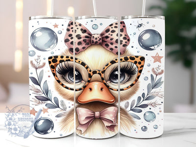 Cute Duck 20oz Skinny Tumbler, Leopard Duck Tumbler Png, Straight & Tapered Tumbler Wrap, Instant Digital Download Sublimation ToriDesigns 