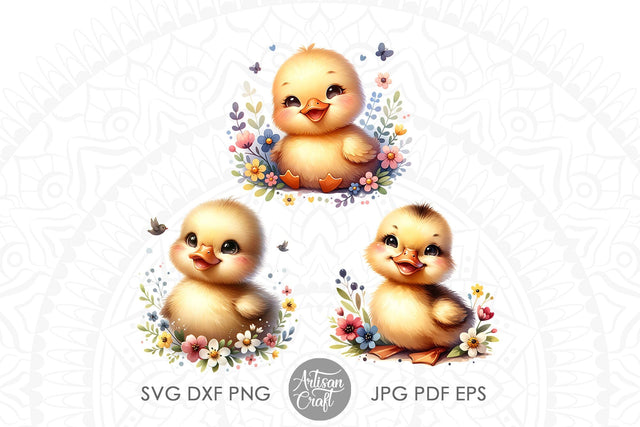 Cute duck clipart | Duckling Clipart | nursery wall art Sublimation Artisan Craft SVG 