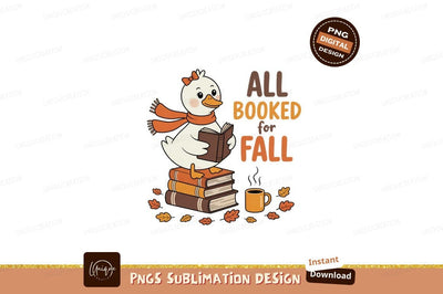 Cute duck reading books wearing scarf fall Sublimation Designangry 