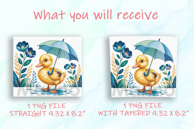 Cute Duckling Blue Flowers 20oz Tumbler Sublimation DesignSVG 