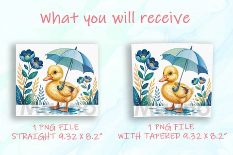 Cute Duckling Blue Flowers 20oz Tumbler Sublimation DesignSVG 