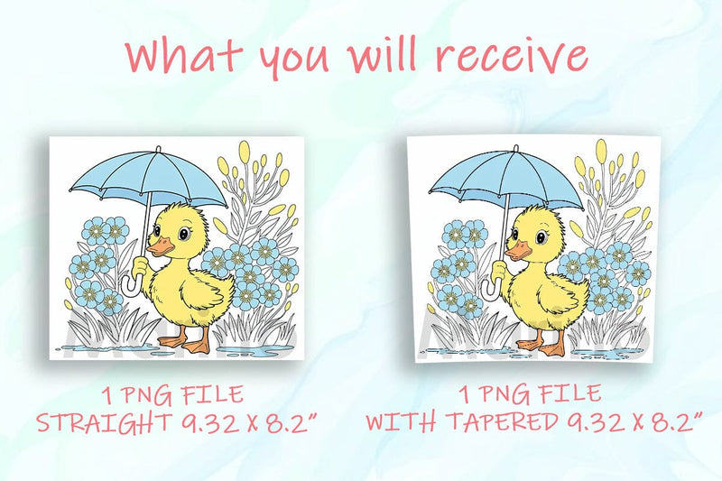 Cute Duckling Blue Flowers 20oz Tumbler Sublimation DesignSVG 