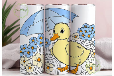 Cute Duckling Blue Flowers 20oz Tumbler Sublimation PixelChick 