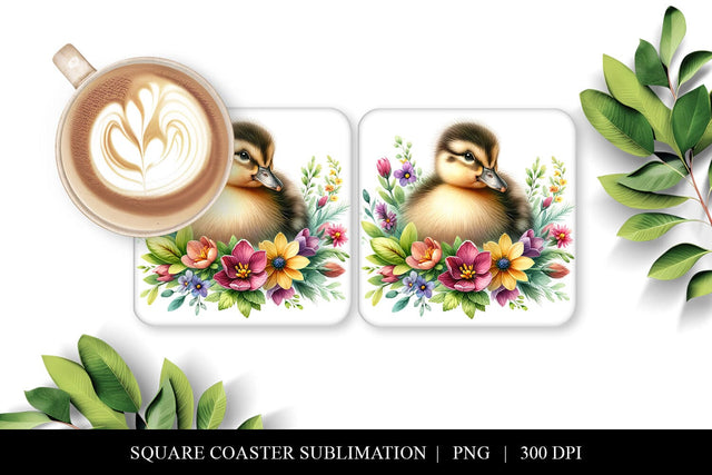 Cute Duckling Coaster Design Sublimation, Digital Download Sublimation BijouBay 