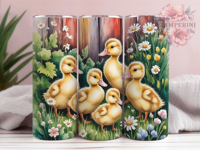 Cute Duckling Farmhouse Charm 20oz Tumbler, Yellow Ducklings, Fluffy Ducks, Soft Feathers, Cute Farm Animals, Skinny Tumbler, Sublimation PNG Sublimation Li Zamperini 