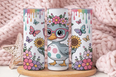 Cute Duckling Tumbler Wrap Sublimation DesignSVG 