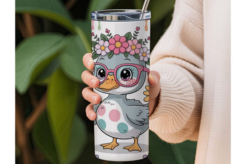 Cute Duckling Tumbler Wrap Sublimation DesignSVG 