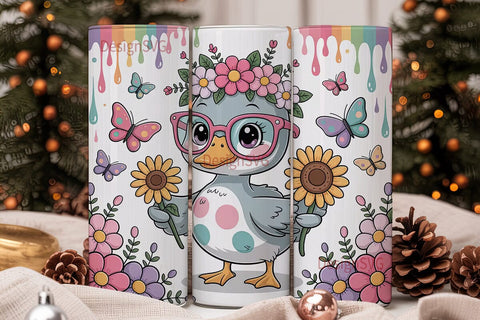 Cute Duckling Tumbler Wrap Sublimation DesignSVG 