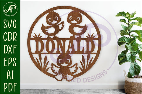 Cute Ducklings name sign design for laser cutting SVG APInspireddesigns 