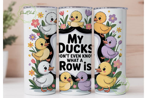 Cute Ducks 20oz Tumbler Wrap Sublimation PixelChick 