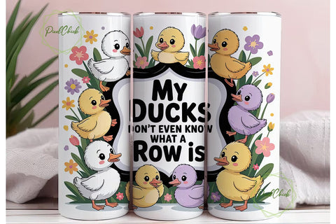 Cute Ducks 20oz Tumbler Wrap Sublimation PixelChick 