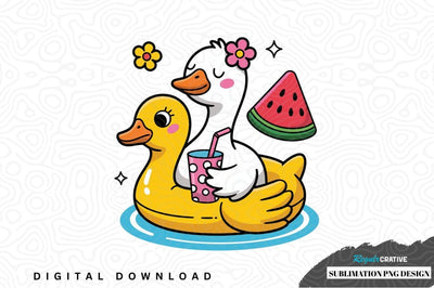 Cute ducks in inflatable pool sublimation png design Sublimation Regulrcrative 
