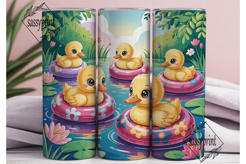 Cute Ducks Tumbler Wrap PNG Sublimation sassyprint 