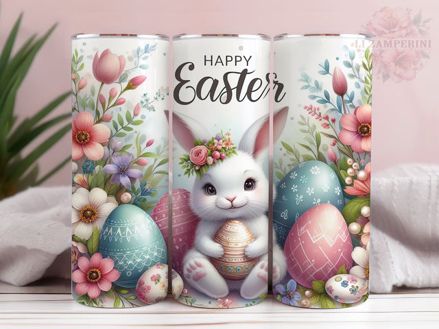 Cute Easter Bunny 20oz Skinny Tumbler, Happy Easter Tumbler Wrap PNG, Straight & Tapered Tumbler Wrap, Instant Digital Download Sublimation Li Zamperini 