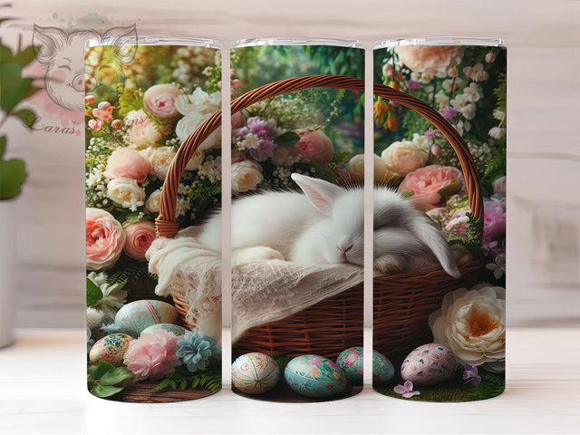 Cute Easter Bunny Basket Tumbler, Easter Bunny Tumbler, Cute Bunny Wrap, Festive Basket Wrap, Stylish 20oz Wrap, Sublimation Design, Trendy Gift Idea Sublimation Lara' s Designs 