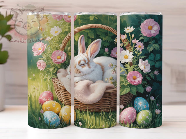 Cute Easter Bunny Basket Tumbler, Easter Bunny Tumbler, Cute Bunny Wrap, Festive Basket Wrap, Stylish 20oz Wrap, Sublimation Design, Trendy Gift Idea Sublimation Lara' s Designs 