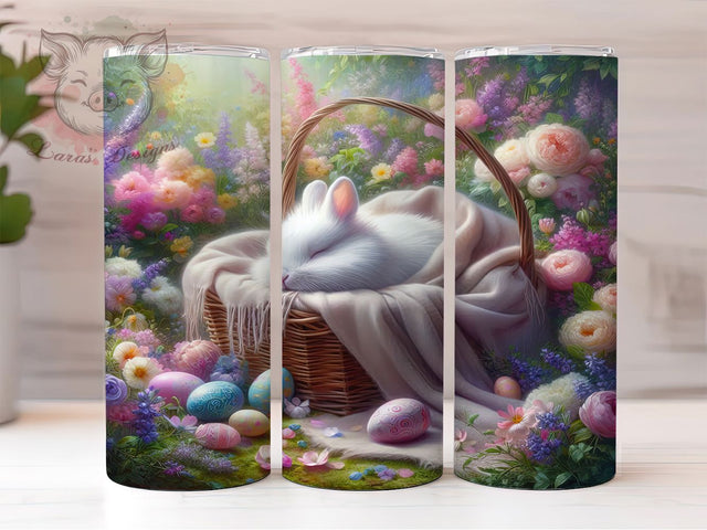 Cute Easter Bunny Basket Tumbler, Easter Bunny Tumbler, Cute Bunny Wrap, Festive Basket Wrap, Stylish 20oz Wrap, Sublimation Design, Trendy Gift Idea Sublimation Lara' s Designs 