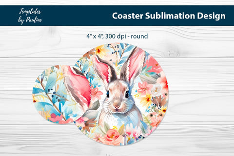 Cute Easter Bunny Coaster Design for Sublimation Sublimation Templates by Pauline 