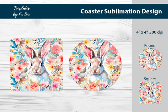 Cute Easter Bunny Coaster Design for Sublimation Sublimation Templates by Pauline 