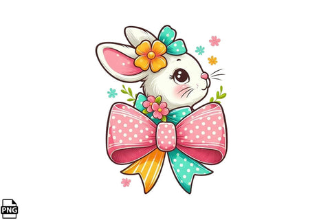 Cute Easter Bunny Coquette Clipart PNG Printable File Sublimation Creativedesigntee 
