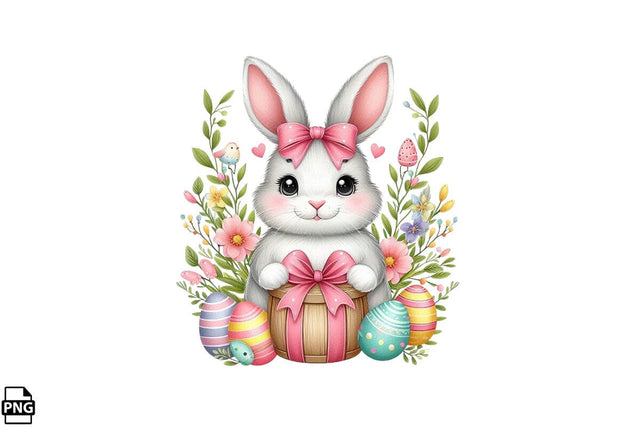 Cute Easter Bunny Coquette Clipart PNG Printable File Sublimation Creativedesigntee 