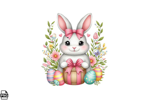 Cute Easter Bunny Coquette Clipart PNG Printable File Sublimation Creativedesigntee 