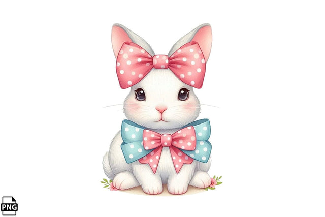 Cute Easter Bunny Coquette Clipart PNG Printable File Sublimation Creativedesigntee 