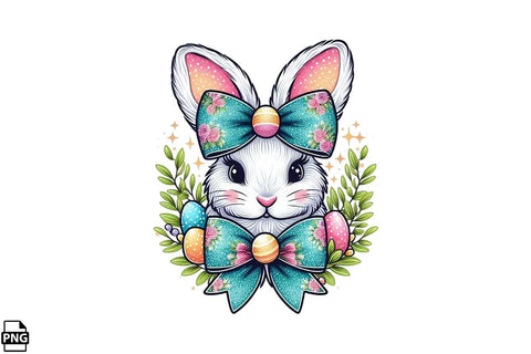 Cute Easter Bunny Coquette Clipart PNG Printable File Sublimation Creativedesigntee 