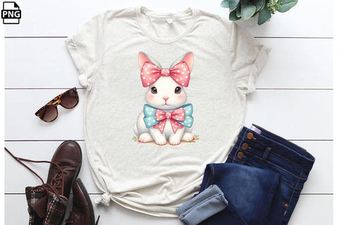 Cute Easter Bunny Coquette Clipart PNG Printable File Sublimation Creativedesigntee 