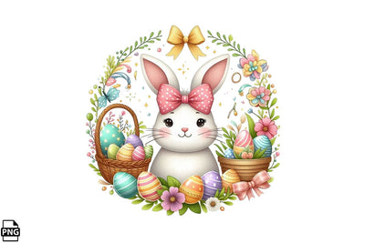 Cute Easter Bunny Coquette Clipart PNG Printable File Sublimation Creativedesigntee 