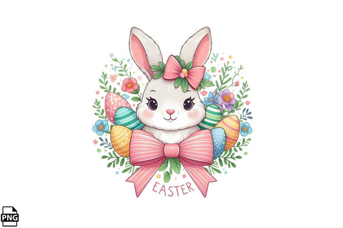Cute Easter Bunny Coquette Clipart PNG Printable File SVG Creativedesigntee 