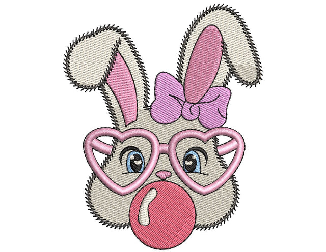 Cute Easter Bunny Embroidery Design 4 Sizes - File formats in pes,dst,jef,xxx,exp,vip,vp3, holiday, season, bunny's, rabbit, trending, Face Embroidery/Applique DESIGNS AestheticdesignsE 