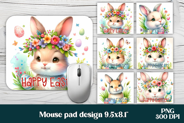 Cute Easter bunny flower eggs mouse pad PNG sublimation wrap Sublimation Svetana Studio 