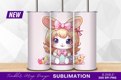 Cute easter bunny girl with eggs art Sublimation Regulrcrative 