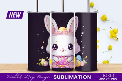 Cute easter bunny holding decorated egg illustration Sublimation Regulrcrative 