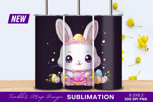 Cute easter bunny holding decorated egg illustration Sublimation Regulrcrative 