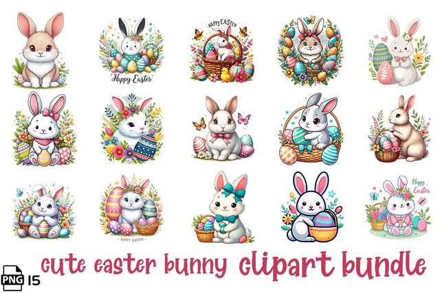 Cute Easter Bunny PNG Clipart Sublimation Bundle Printable File Sublimation Creativedesigntee 