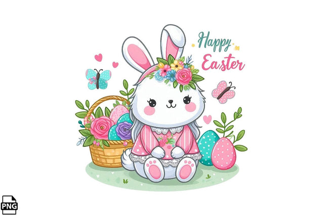 Cute Easter Bunny PNG Printable File Sublimation Creativedesigntee 