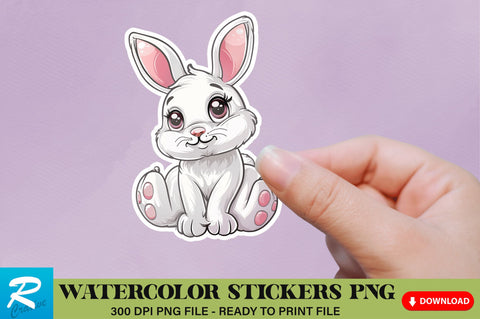 Cute Easter Bunny Sticker Clipart Bundle Sublimation Regulrcrative 