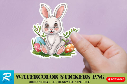 Cute Easter Bunny Sticker Clipart Bundle Sublimation Regulrcrative 