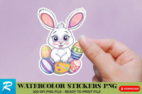 Cute Easter Bunny Sticker Clipart Bundle Sublimation Regulrcrative 