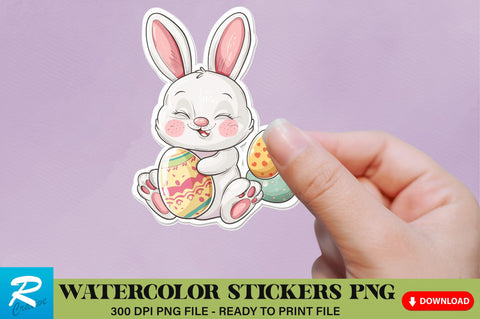 Cute Easter Bunny Sticker Clipart Bundle Sublimation Regulrcrative 
