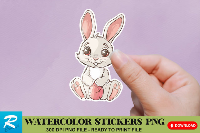 Cute Easter Bunny Sticker Clipart Sublimation Regulrcrative 
