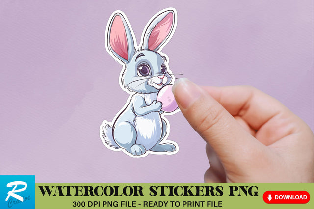 Cute Easter Bunny Sticker Clipart Sublimation Regulrcrative 