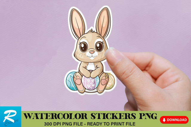 Cute Easter Bunny Sticker Clipart Sublimation Regulrcrative 